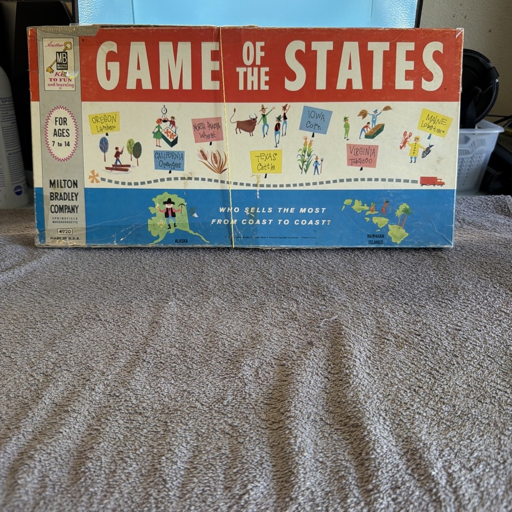 1960 Game of the States Board Game Complete Vintage Milton Bradley USA Geography